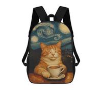 sinyumoney Children's Backpack 3D Cat in Starry Night Printed Bags Schoolbag Lightweight School Bags Fashion Fun Knapsack Student Daypack for Children 17inch