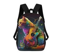 sinyumoney Children's Backpack 3D Cat Playing Music Printed Bags Schoolbag Lightweight School Bags Fashion Fun Knapsack Student Daypack for Children 17inch