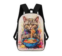 sinyumoney Children'S Backpack 3D Cat Ramen Japan Printed Bags Schoolbag Lightweight School Bags Fashion Fun Knapsack Student Daypack For Children 17inch