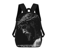 sinyumoney Children's Backpack 3D Christ Poster Catholic Printed Bags Schoolbag Lightweight School Bags Fashion Fun Knapsack Student Daypack for Children 17inch