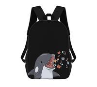 sinyumoney Children's Backpack 3D Christmas Orca Whale Gift Printed Bags Schoolbag Lightweight School Bags Fashion Fun Knapsack Student Daypack for Children 17inch