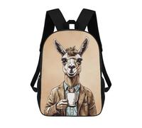 sinyumoney Children'S Backpack 3D Coffee Llama Printed Bags Schoolbag Lightweight School Bags Fashion Fun Knapsack Student Daypack For Children 17inch