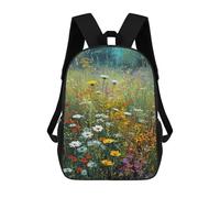 sinyumoney Children's Backpack 3D Colorful Wildflower Field -2 Printed Bags Schoolbag Lightweight School Bags Fashion Fun Knapsack Student Daypack for Children 17inch