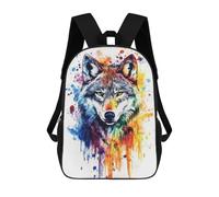 sinyumoney Children'S Backpack 3D Colorful Wolf Watercolor Printed Bags Schoolbag Lightweight School Bags Fashion Fun Knapsack Student Daypack For Children 17inch