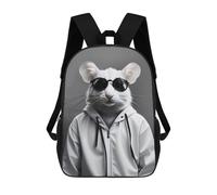 sinyumoney Children's Backpack 3D Cool Mouse Glasses Funny Printed Bags Schoolbag Lightweight School Bags Fashion Fun Knapsack Student Daypack for Children 17inch