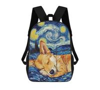 sinyumoney Children'S Backpack 3D Corgi in Starry Night Printed Bags Schoolbag Lightweight School Bags Fashion Fun Knapsack Student Daypack For Children 17inch