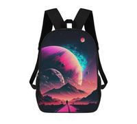 sinyumoney Children's Backpack 3D Cosmos Vaporwave Cinematic Printed Bags Schoolbag Lightweight School Bags Fashion Fun Knapsack Student Daypack for Children 17inch