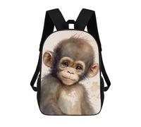 sinyumoney Children's Backpack 3D Cute Baby Monkey Painting Printed Bags Schoolbag Lightweight School Bags Fashion Fun Knapsack Student Daypack for Children 17inch