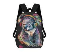 sinyumoney Children's Backpack 3D Cute Raccoon Listening M Printed Bags Schoolbag Lightweight School Bags Fashion Fun Knapsack Student Daypack for Children 17inch