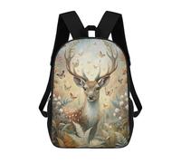 sinyumoney Children's Backpack 3D Deer And Butterflies in Forest Printed Bags Schoolbag Lightweight School Bags Fashion Fun Knapsack Student Daypack for Children 17inch