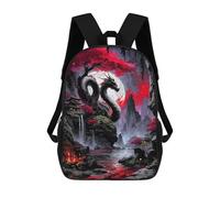 sinyumoney Children'S Backpack 3D Dragon And Moon in Asian Landscape Printed Bags Schoolbag Lightweight School Bags Fashion Fun Knapsack Student Daypack For Children 17inch