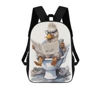 sinyumoney Children's Backpack 3D Duck on Toilet Printed Bags Schoolbag Lightweight School Bags Fashion Fun Knapsack Student Daypack for Children 17inch
