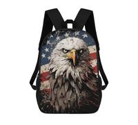 sinyumoney Children's Backpack 3D Eagle American Flag Printed Bags Schoolbag Lightweight School Bags Fashion Fun Knapsack Student Daypack for Children 17inch