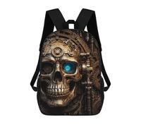 sinyumoney Children's Backpack 3D Eerie Steampunk Skull Printed Bags Schoolbag Lightweight School Bags Fashion Fun Knapsack Student Daypack for Children 17inch