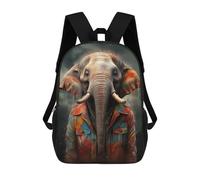 sinyumoney Children's Backpack 3D Elephant in Colors Animal Printed Bags Schoolbag Lightweight School Bags Fashion Fun Knapsack Student Daypack for Children 17inch