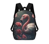 sinyumoney Children'S Backpack 3D Flamingo Floral Roses Printed Bags Schoolbag Lightweight School Bags Fashion Fun Knapsack Student Daypack For Children 17inch