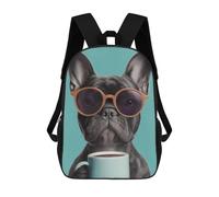 sinyumoney Children'S Backpack 3D Frenchie with Coffee Mug-1 Printed Bags Schoolbag Lightweight School Bags Fashion Fun Knapsack Student Daypack For Children 17inch