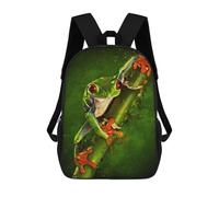 sinyumoney Children's Backpack 3D Frog Watercolor Printed Bags Schoolbag Lightweight School Bags Fashion Fun Knapsack Student Daypack for Children 17inch