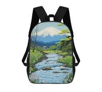 sinyumoney Children's Backpack 3D Fuji Japanese Painting Printed Bags Schoolbag Lightweight School Bags Fashion Fun Knapsack Student Daypack for Children 17inch