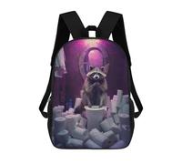 sinyumoney Children'S Backpack 3D Funny Raccoon Toilet Rolls Printed Bags Schoolbag Lightweight School Bags Fashion Fun Knapsack Student Daypack For Children 17inch