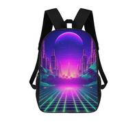 sinyumoney Children's Backpack 3D Futuristic Retrowave Vibes Printed Bags Schoolbag Lightweight School Bags Fashion Fun Knapsack Student Daypack for Children 17inch