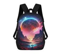sinyumoney Children's Backpack 3D Galactic Eden Landscape Printed Bags Schoolbag Lightweight School Bags Fashion Fun Knapsack Student Daypack for Children 17inch
