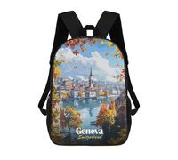 sinyumoney Children'S Backpack 3D Geneva, Switzerland Autumn View Printed Bags Schoolbag Lightweight School Bags Fashion Fun Knapsack Student Daypack For Children 17inch