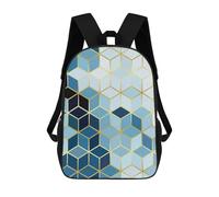 sinyumoney Children's Backpack 3D Golden Polygon IV Printed Bags Schoolbag Lightweight School Bags Fashion Fun Knapsack Student Daypack for Children 17inch