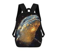 sinyumoney Children's Backpack 3D Golden Whale in Space Printed Bags Schoolbag Lightweight School Bags Fashion Fun Knapsack Student Daypack for Children 17inch