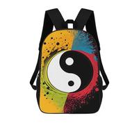 sinyumoney Children's Backpack 3D Harmony in Color Yin Yang Printed Bags Schoolbag Lightweight School Bags Fashion Fun Knapsack Student Daypack for Children 17inch
