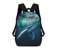 sinyumoney Children's Backpack 3D Humpback Whale Aurora Borealis Printed Bags Schoolbag Lightweight School Bags Fashion Fun Knapsack Student Daypack for Children 17inch