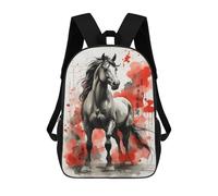 sinyumoney Children'S Backpack 3D Japan Ink Horse Printed Bags Schoolbag Lightweight School Bags Fashion Fun Knapsack Student Daypack For Children 17inch