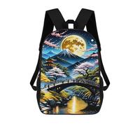 sinyumoney Children'S Backpack 3D Japan Landscape Cherry Printed Bags Schoolbag Lightweight School Bags Fashion Fun Knapsack Student Daypack For Children 17inch