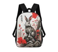 sinyumoney Children'S Backpack 3D Japan Rabbit Ink Art Printed Bags Schoolbag Lightweight School Bags Fashion Fun Knapsack Student Daypack For Children 17inch