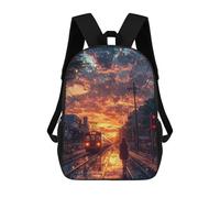 sinyumoney Children'S Backpack 3D Japanese Train in Sunset Printed Bags Schoolbag Lightweight School Bags Fashion Fun Knapsack Student Daypack For Children 17inch