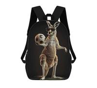 sinyumoney Children'S Backpack 3D Kangaroo Soccer Ball Printed Bags Schoolbag Lightweight School Bags Fashion Fun Knapsack Student Daypack For Children 17inch