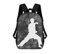sinyumoney Children'S Backpack 3D Karate Silhouette 22 Printed Bags Schoolbag Lightweight School Bags Fashion Fun Knapsack Student Daypack For Children 17inch