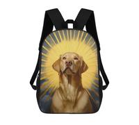 sinyumoney Children's Backpack 3D Labrador Retriever in Halo Printed Bags Schoolbag Lightweight School Bags Fashion Fun Knapsack Student Daypack for Children 17inch