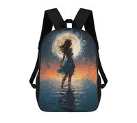 sinyumoney Children'S Backpack 3D Lady in The Moon Printed Bags Schoolbag Lightweight School Bags Fashion Fun Knapsack Student Daypack For Children 17inch