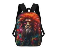 sinyumoney Children's Backpack 3D Lion Rastafari Sunglasses Printed Bags Schoolbag Lightweight School Bags Fashion Fun Knapsack Student Daypack for Children 17inch