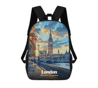 sinyumoney Children's Backpack 3D London, United Kingdom Cityscape Art Printed Bags Schoolbag Lightweight School Bags Fashion Fun Knapsack Student Daypack for Children 17inch