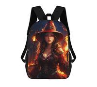 sinyumoney Children's Backpack 3D Magical Woman Wizard Printed Bags Schoolbag Lightweight School Bags Fashion Fun Knapsack Student Daypack for Children 17inch