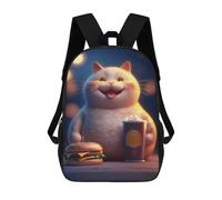 sinyumoney Children's Backpack 3D Maneki Neko Burger Cat Printed Bags Schoolbag Lightweight School Bags Fashion Fun Knapsack Student Daypack for Children 17inch