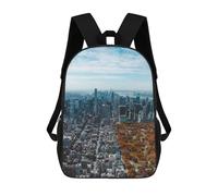 sinyumoney Children's Backpack 3D Manhattan Printed Bags Schoolbag Lightweight School Bags Fashion Fun Knapsack Student Daypack for Children 17inch