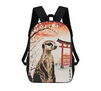 sinyumoney Children's Backpack 3D Meerkat Japan Painting Printed Bags Schoolbag Lightweight School Bags Fashion Fun Knapsack Student Daypack for Children 17inch