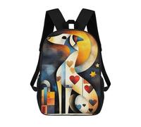 sinyumoney Children's Backpack 3D Modern Cubism Dog Printed Bags Schoolbag Lightweight School Bags Fashion Fun Knapsack Student Daypack for Children 17inch