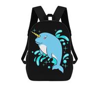 sinyumoney Children'S Backpack 3D Narwhal Cute Sea Unicorn Printed Bags Schoolbag Lightweight School Bags Fashion Fun Knapsack Student Daypack For Children 17inch