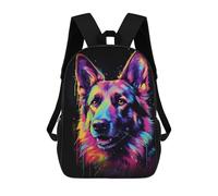 sinyumoney Children'S Backpack 3D Neon German Shepherd Printed Bags Schoolbag Lightweight School Bags Fashion Fun Knapsack Student Daypack For Children 17inch