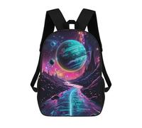 sinyumoney Children's Backpack 3D Neon Road Alien World Printed Bags Schoolbag Lightweight School Bags Fashion Fun Knapsack Student Daypack for Children 17inch