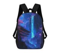 sinyumoney Children'S Backpack 3D Neon Sakura Waterfall Art Printed Bags Schoolbag Lightweight School Bags Fashion Fun Knapsack Student Daypack For Children 17inch